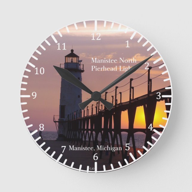 Redondo Mediano Reloj Manistee North Pierhead Light (Anverso)