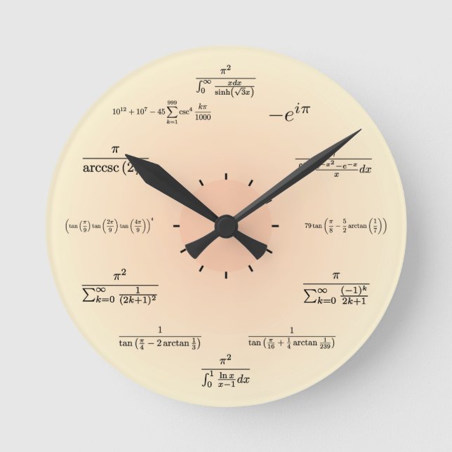 Redondo Mediano Reloj matemático (amarillo claro) (Anverso)
