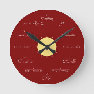 Redondo Mediano Reloj matemático (fondo rojo)