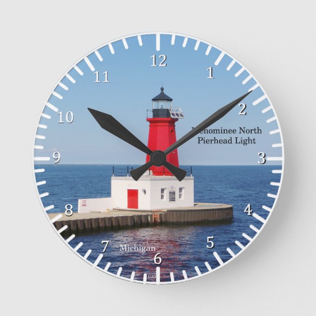 Redondo Mediano Reloj Menominee North Pierhead Light (Anverso)