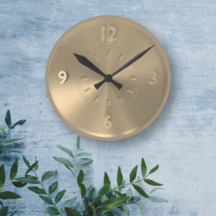 Redondo Mediano Reloj metálico elegante de color dorado