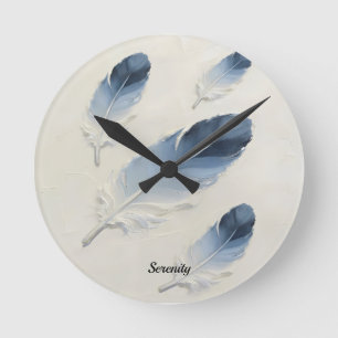 Redondo Mediano Reloj moderno de pluma azul 3D con nombre personal