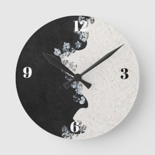 Redondo Mediano Reloj moderno minimalista en blanco y negro