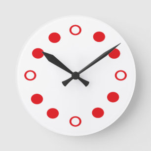 Redondo Mediano Reloj moderno retro rojo blanco