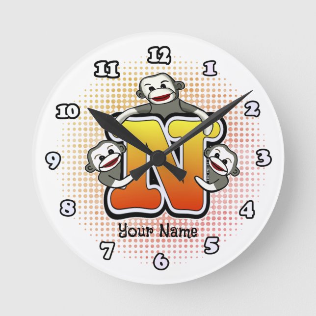 Redondo Mediano Reloj monocromático N de media luna (Anverso)