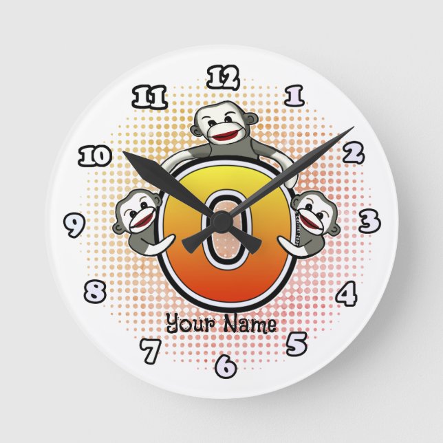 Redondo Mediano Reloj Monograma O Sock Mono (Anverso)