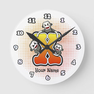 Redondo Mediano Reloj Monograma X Sock Monkey