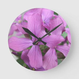 Redondo Mediano Reloj morado de flores silvestres