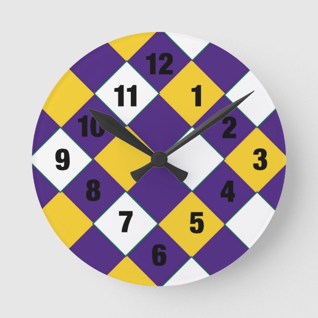 Redondo Mediano Reloj morado y dorado (Anverso)