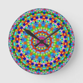 Redondo Mediano Reloj multicolor del caleidoscopio del vitral