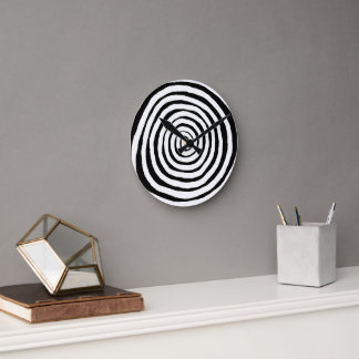 Redondo Mediano Reloj negro y blanco de pared de zancos