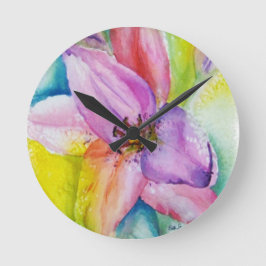 REDONDO MEDIANO RELOJ NEON COLORED LILY WALL