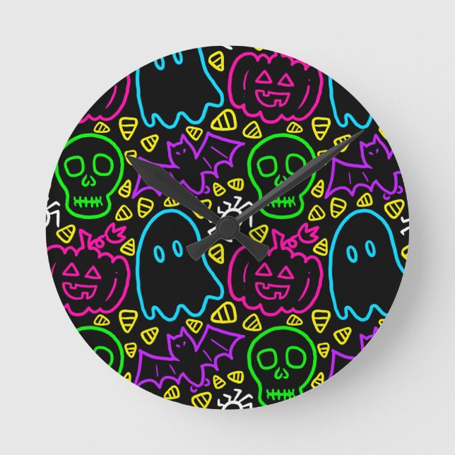 Redondo Mediano Reloj Neon Halloween (Anverso)