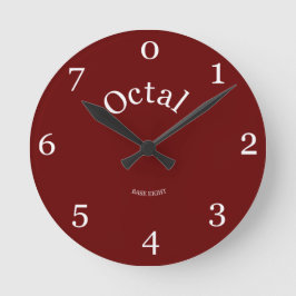 Redondo Mediano Reloj octal vive tu vida en la base 8 rojo