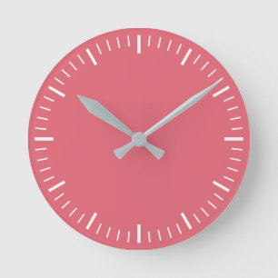 Redondo Mediano Reloj oscuro de pared rosada