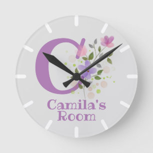 Redondo Mediano Reloj para Dormitorio de Niños con Nombre Camila