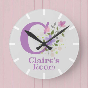 Redondo Mediano Reloj para habitación de niños con el nombre Clair