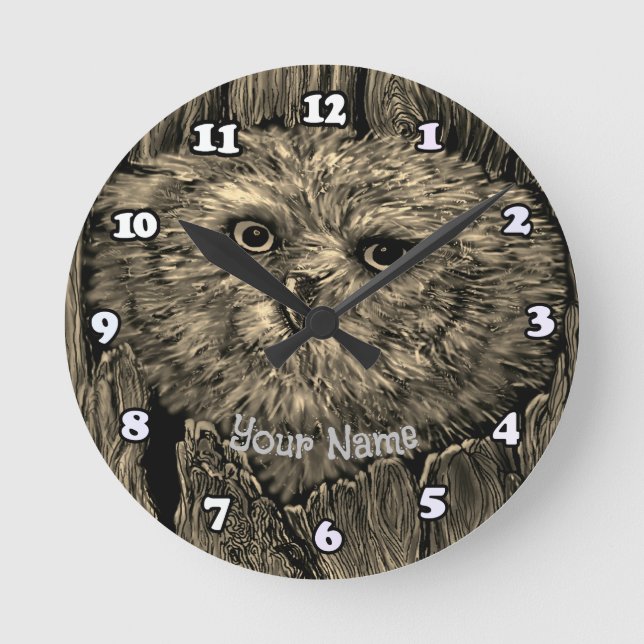 Redondo Mediano Reloj Peeper Owl (Anverso)