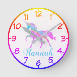 Redondo Mediano Reloj Pequeño de Unicornio Colorido
