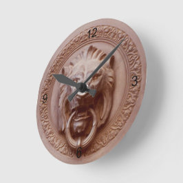 Redondo Mediano reloj - Perilla de puerta con cabeza de león