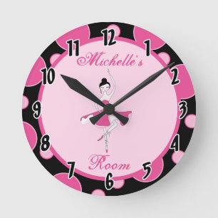 Redondo Mediano Reloj personalizado ballet rosado de la danza de