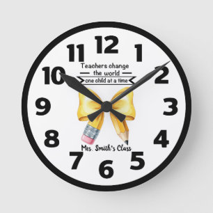 Redondo Mediano Reloj Personalizado Cambia el Mundo para Profesore