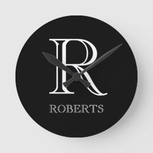 Redondo Mediano Reloj personalizado con inicial y apellido