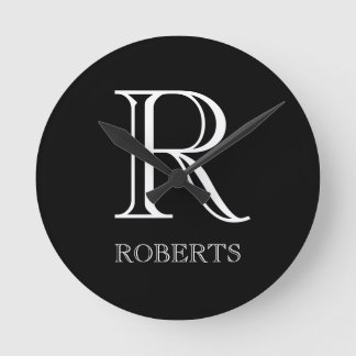 Redondo Mediano Reloj personalizado con inicial y apellido