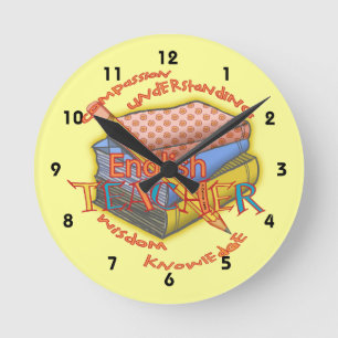 Redondo Mediano Reloj personalizado con lema de profesor de inglés