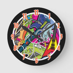Redondo Mediano Reloj personalizado de música rock rock Star Guita
