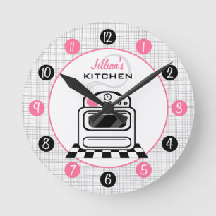 Redondo Mediano Reloj personalizado estufa retra de la cocina