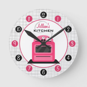 Redondo Mediano Reloj personalizado estufa retra de la cocina de