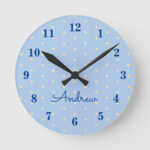 Redondo Mediano Reloj Personalizado Niño Azul