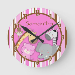 Redondo Mediano Reloj personalizado para animales del zoológico de
