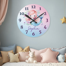 Redondo Mediano Reloj Personalizado Sirena Niñas Lindas