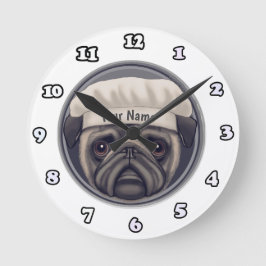 Redondo Mediano Reloj Pug Chef