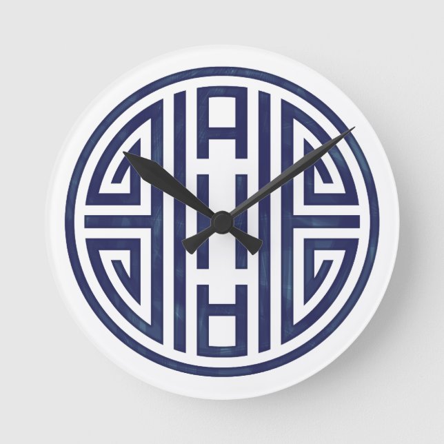Redondo Mediano Reloj redondeado azul y blanco coreano (Anverso)