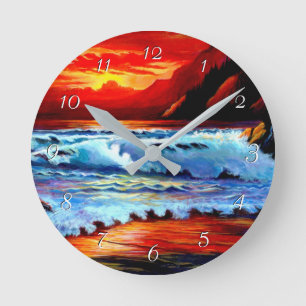 Redondo Mediano Reloj redondeado de la puesta de sol de la playa p