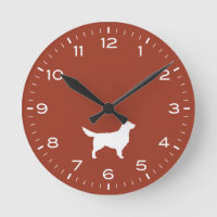 Reloj redondeado de silueta de perro de la recuper