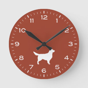 Redondo Mediano Reloj redondeado de silueta de perro de la recuper