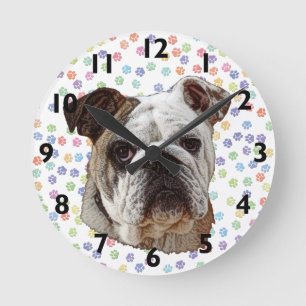 Redondo Mediano Reloj retrato de Bulldog
