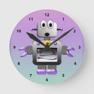 Redondo Mediano Reloj Robot Lindo Azul y Morado
