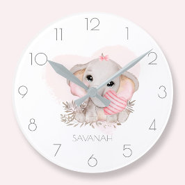 Redondo Mediano Reloj rojizo lindo chica elefante lindo