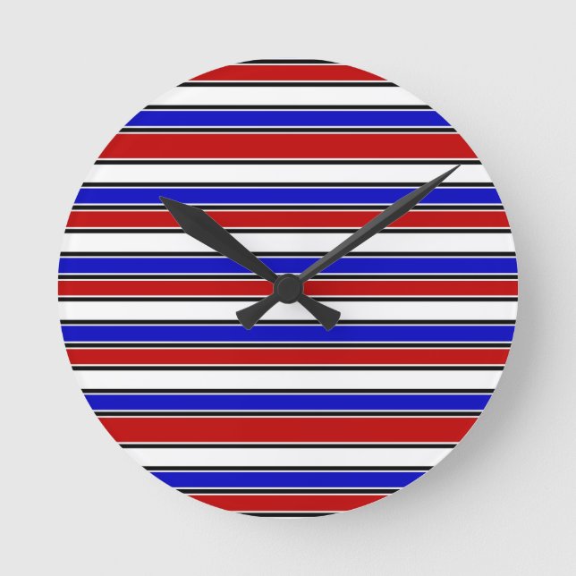 Redondo Mediano Reloj rojo blanco y azul (Anverso)