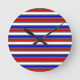 Redondo Mediano Reloj rojo blanco y azul