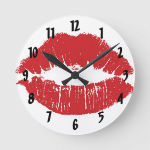 Redondo Mediano Reloj rojo de los labios