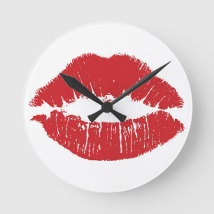 Redondo Mediano Reloj rojo de los labios