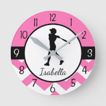 Reloj rosa de pared de softbol