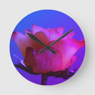 Redondo Mediano Reloj rosa rosa de pared