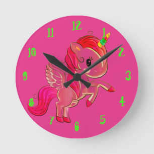 Redondo Mediano Reloj rosa unicornio